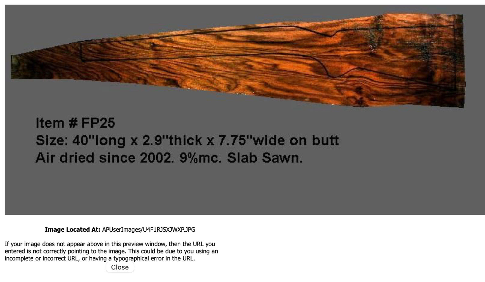 Turkish Walnut Rifle Blank (#FP25)