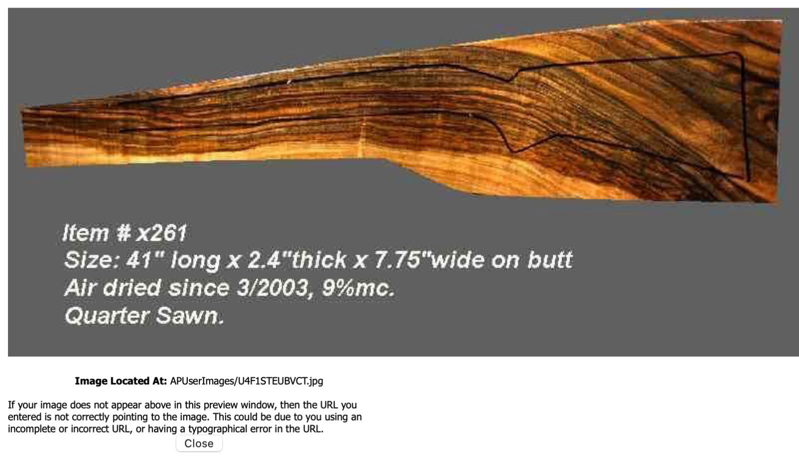 Turkish Walnut Rifle Blank (#X261)