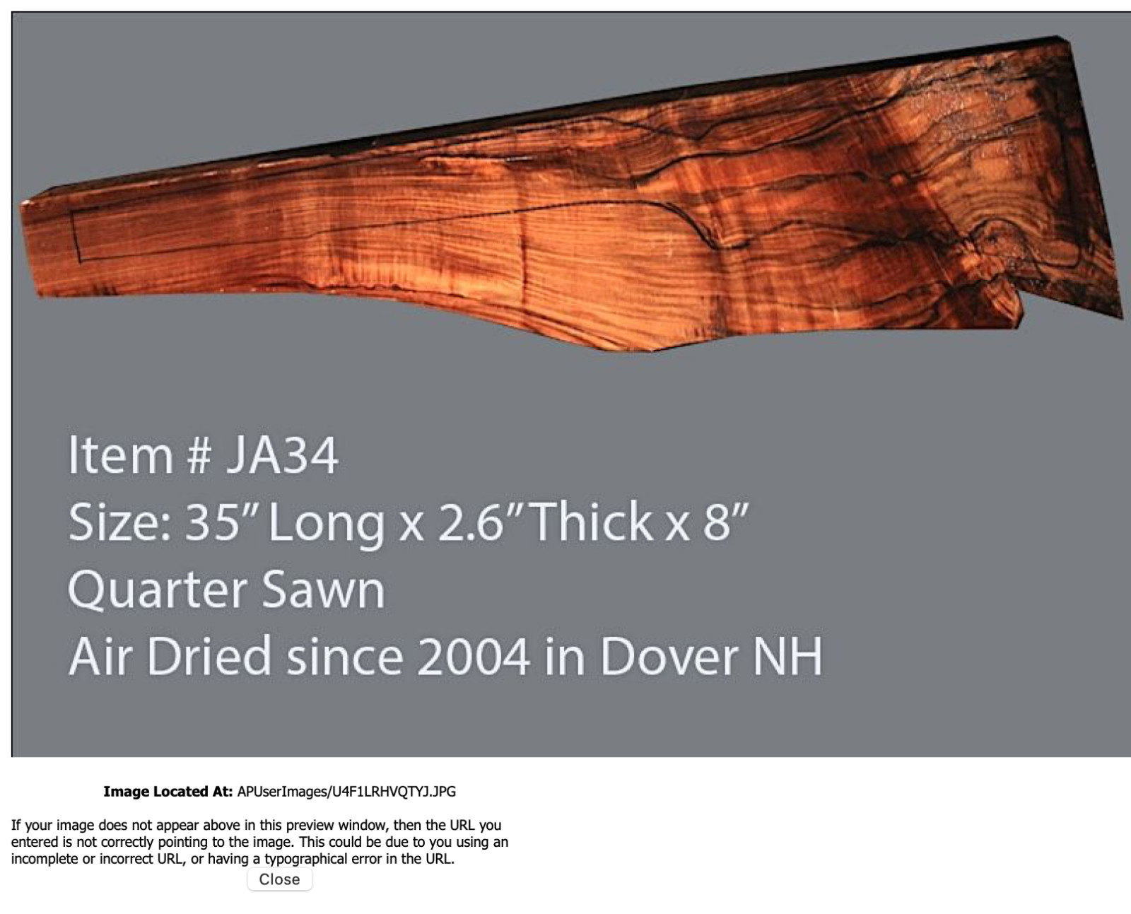 Turkish Walnut Rifle Blank (#JA34)